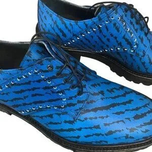 Lanvin US Size 7 Electric Blue & Black Lace Up Leather Derby Dress Shoes Oxfords Black Lanvin Signature Leather Oxford Shoes | Lanvin main image 4